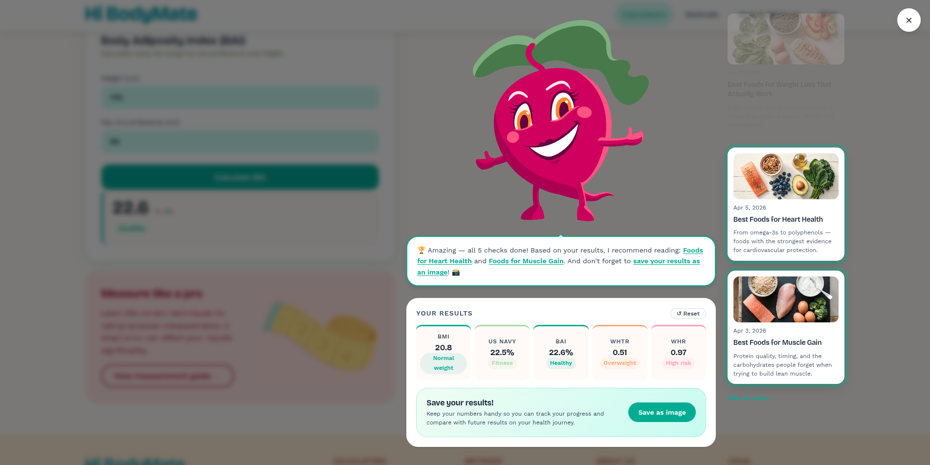Resultado consolidado das cinco fórmulas no Hi BodyMate
